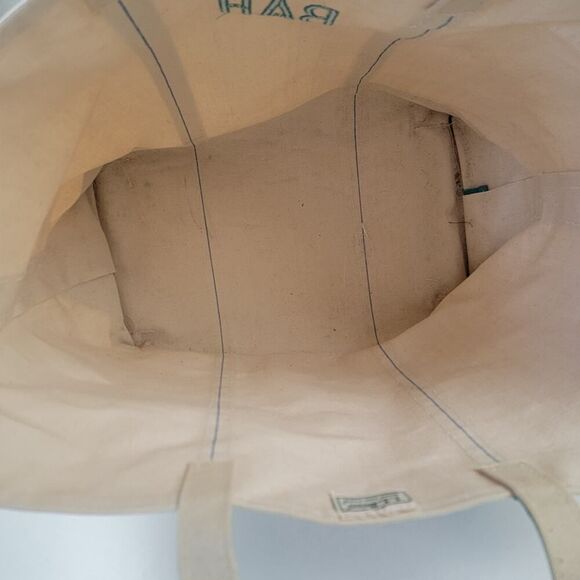 Vintage L.L. Bean Boat & Tote Canvas Blue Green Cream‎ Bag Large Top Handle - Picture 15 of 16